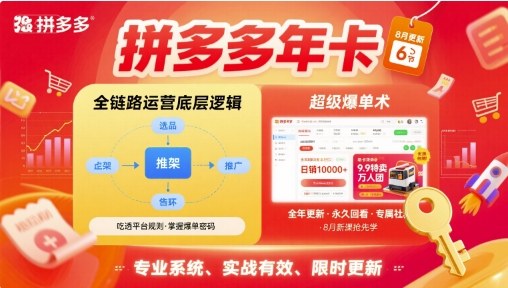 拼多多年卡【8月更新6节】拼多多全链路运营底层逻辑，超级爆单术-凌云网创
