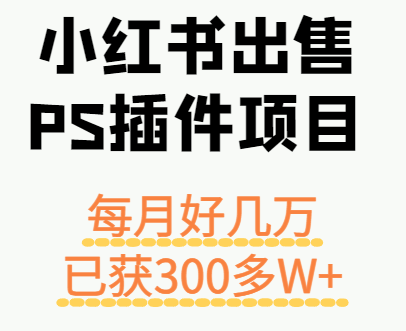 小红书出售PS插件项目，每月都收入好几万，长期操作已获利300多W+-凌云网创