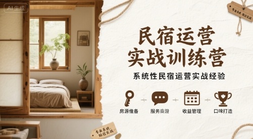 民宿运营实战训练营，系统性民宿运营实战经验-凌云网创