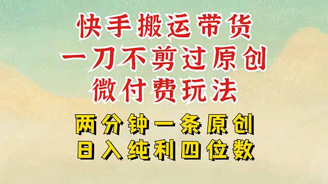 快手黑科技搬运带货，一刀不剪过原创，微付费投流玩法，轻松日入四位数…-凌云网创