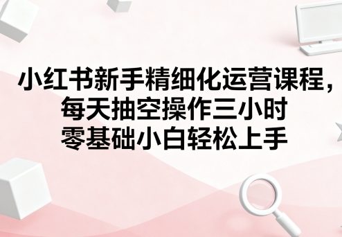 小红书新手精细化运营课程，每天抽空操作三小时，零基础小白轻松上手-凌云网创
