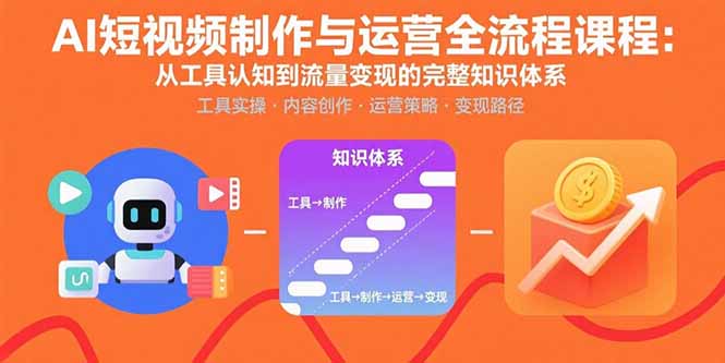 AI短视频制作与运营全流程课程：从工具认知到流量变现的完整知识体系-凌云网创