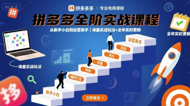 拼多多全阶实战课程，从新手小白到运营高手，海量实战玩法+全年实时更新【2025年9月更新】-凌云网创
