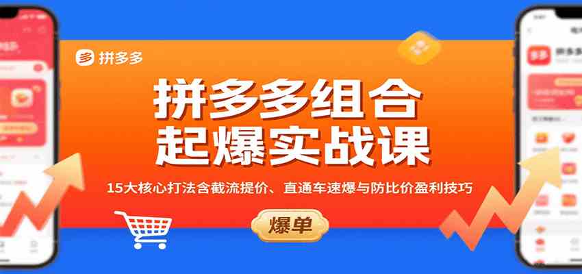 拼多多组合起爆实战课：15大核心打法含截流提价、直通车速爆与防比价盈利技巧-凌云网创