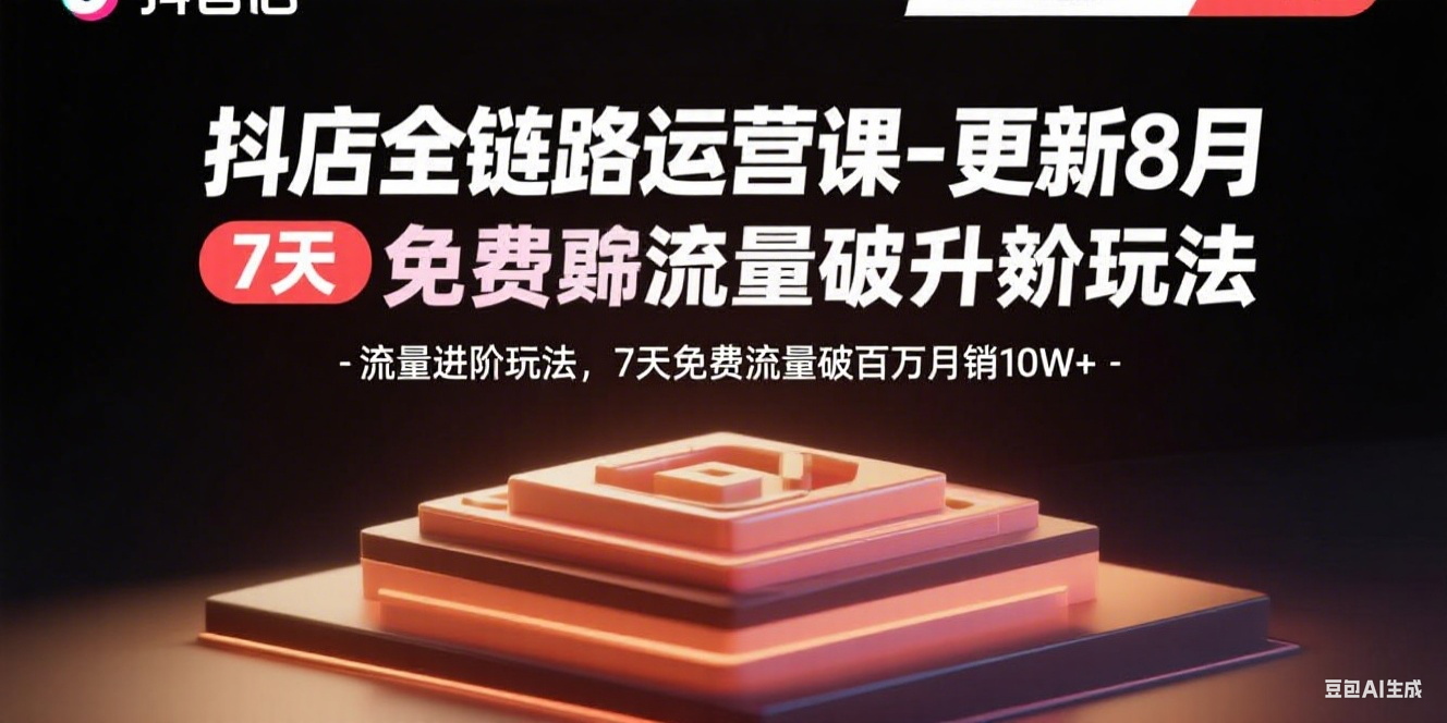 抖店全链路运营课-更新8月：流量进阶玩法，7天免费流量破百万月销10W+-凌云网创