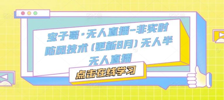 宝子哥·无人直播-非实时防风技术(更新25年9月)无人半无人直播-凌云网创