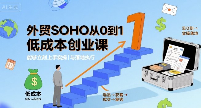 外贸SOHO从0到1低成本创业课，能够立刻上手实操与落地执行-凌云网创