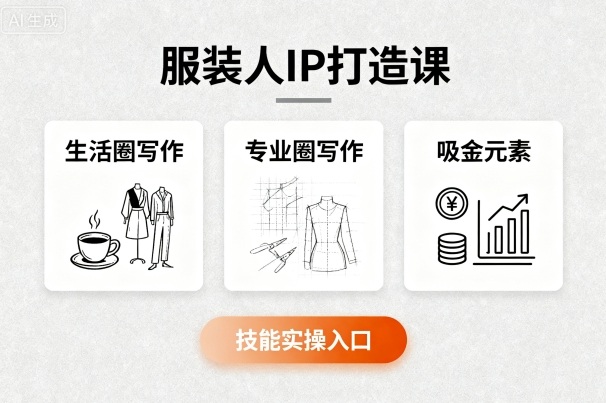 服装人IP打造课，文案创富+生活圈写作+专业圈写作+服装人专属+吸金元素+技能实操-凌云网创