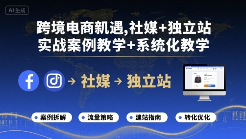 跨境电商新机遇，社媒+独立站，实战案例教学+系统化教学-凌云网创