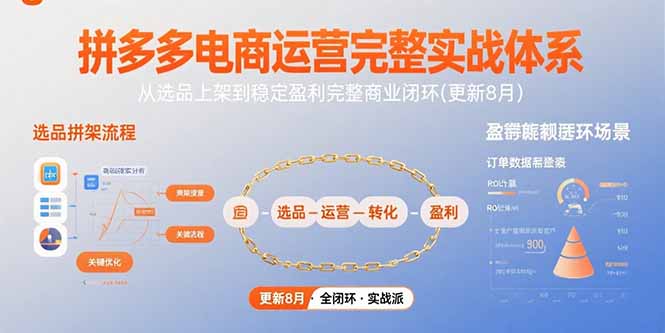 拼多多电商运营完整实战体系，从选品上架到稳定盈利完整商业闭环(更新8月-凌云网创