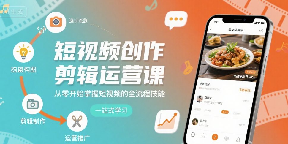 短视频创作剪辑运营课，从零开始掌握短视频的全流程技能-凌云网创