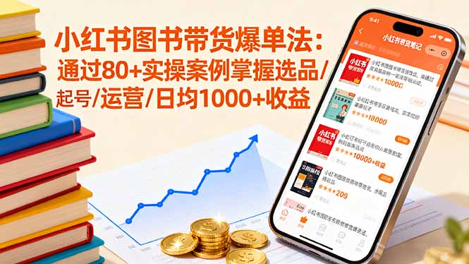 小红书图书带货爆单法：通过80+实操案例掌握选品/起号/运营/日均1000+收益-凌云网创