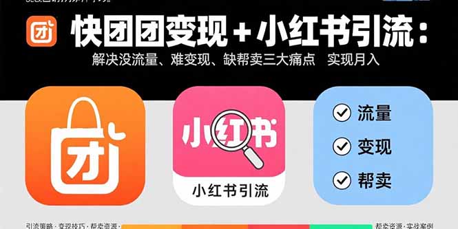 快团团变现+小红书引流：解决没流量、难变现、缺帮卖三大痛点 实现月入3w+-凌云网创