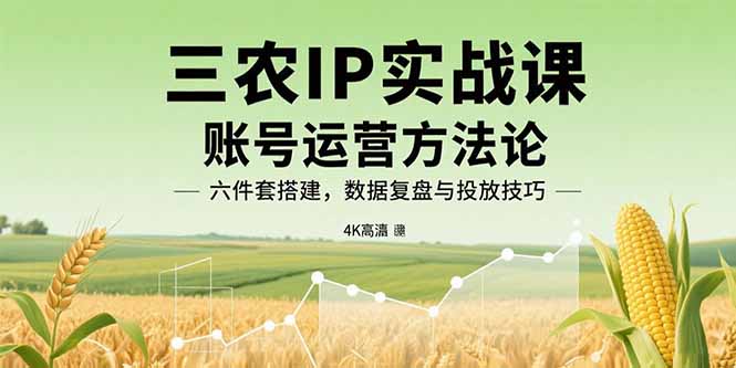 三农IP实战课：账号运营方法论，六件套搭建，数据复盘与投放技巧-凌云网创