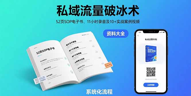 私域流量破冰术-8月：52页SOP电子书、11小时录音及10+实战案例视频-凌云网创