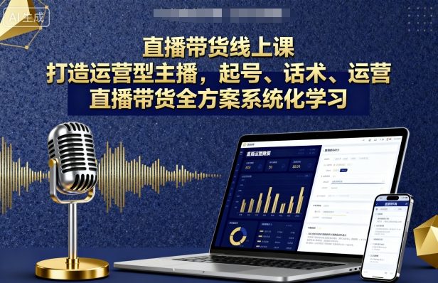 直播带货线上课，打造运营型主播，起号、话术、运营，直播带货全方案系统化学习-凌云网创