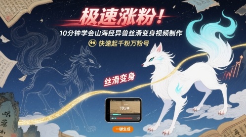 极速涨粉！10分钟学会山海经异兽丝滑变身视频制作，快速起千粉万粉号-凌云网创