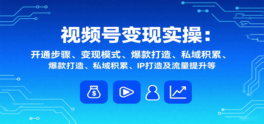 视频号变现实操，含开通步骤、变现模式、爆款打造、私域积累、IP打造及流量提升等-凌云网创
