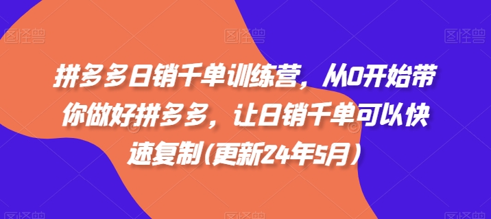 拼多多日销千单训练营，从0开始带你做好拼多多，让日销千单可以快速复制(更新25年8月)-凌云网创