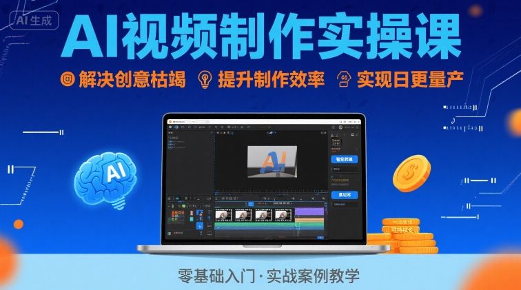 Ai视频制作实操课，解决创意枯竭、效率低下痛点，实现日更量产可持续变现-凌云网创