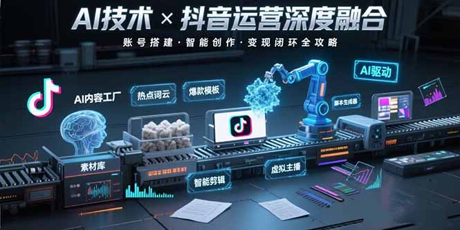 AI技术与抖音运营的深度融合应用：涵盖账号搭建、内容创作、收益变现等-凌云网创