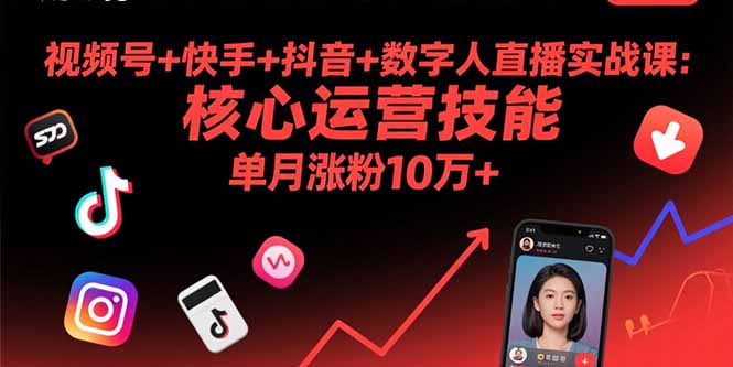 视频号+快手+抖音+数字人直播实战课(9月-凌云网创