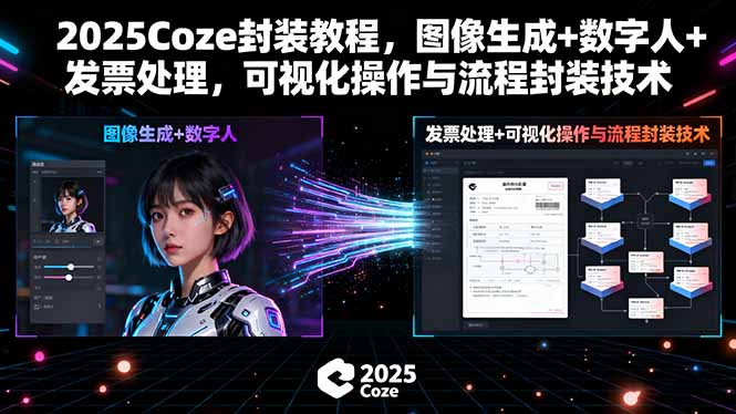 2025Coze封装教程，图像生成+数字人+发票处理，可视化操作与流程封装技术-凌云网创