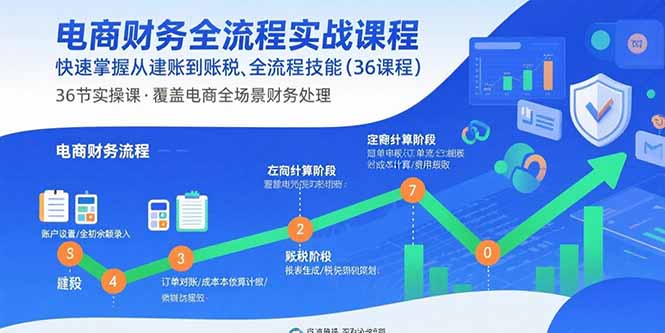 电商财务全流程实战课程：快速掌握从建账到报税的全流程技能(36节课-凌云网创
