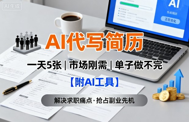 AI代写简历，一天5张，今年找工作难，市场刚需，单子做不完【附AI工具】-凌云网创