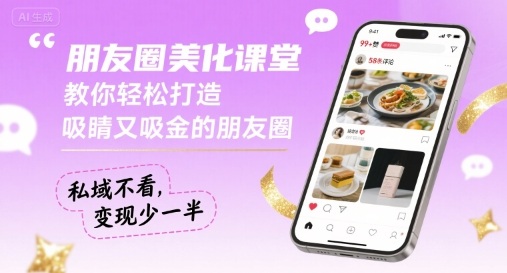 朋友圈美化课堂，教你轻松打造，吸睛又吸金的朋友圈，私域不看，变现少一半-凌云网创