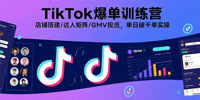 TikTok爆单训练营，店铺搭建/达人矩阵/GMV投流，单日破千单实操-凌云网创