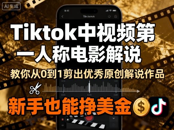 Tiktok中视频第一人称电影解说，教你从0到1剪出一个优秀的原创解说作品，新手也能挣美金-凌云网创