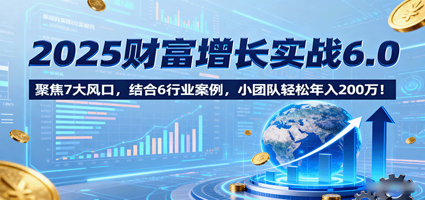 2025财富增长实战6.0，聚焦7大风口，结合6行业案例，小团队轻松年入200万！-凌云网创