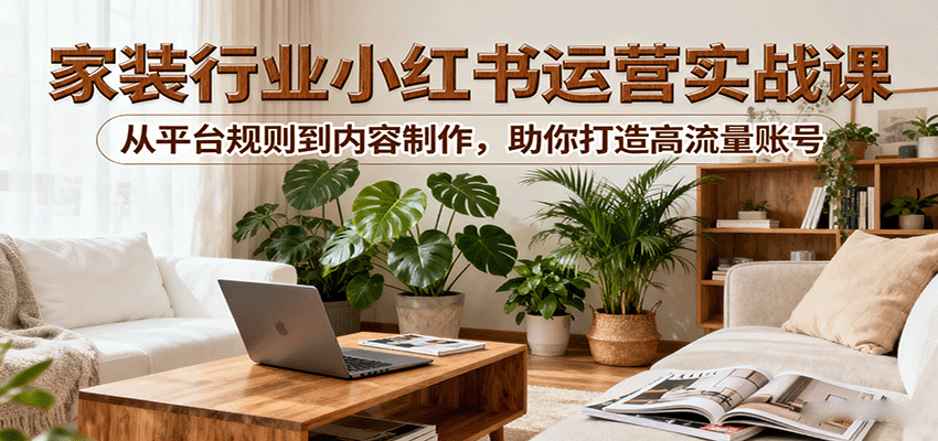 小红书家装行业运营实战课：从平台规则到内容制作，助你打造高流量账号-凌云网创