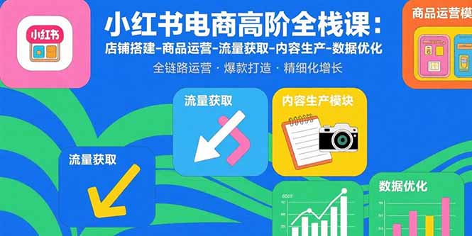 小红书电商高阶全栈课：店铺搭建-商品运营-流量获取-内容生产-数据优化-凌云网创