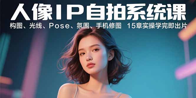 人像IP自拍系统课：构图、光线、Pose、氛围、手机修图 15章实操学完即出片-凌云网创